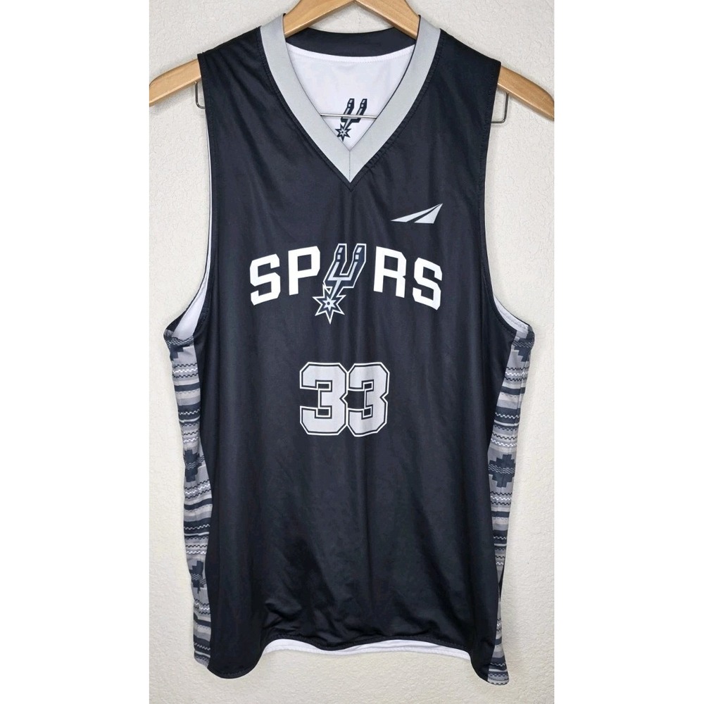 San Antonio Spurs Reversible Black/White Practice Jersey #33 NBA Sz M Aztec Side